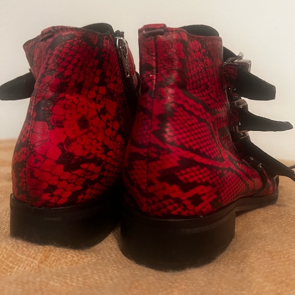 Top Shop Red Faux Python Ankle Bootie - Picture 4 of 5